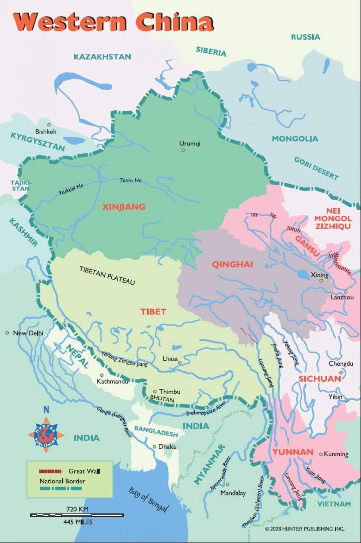 мапа Западне Кине