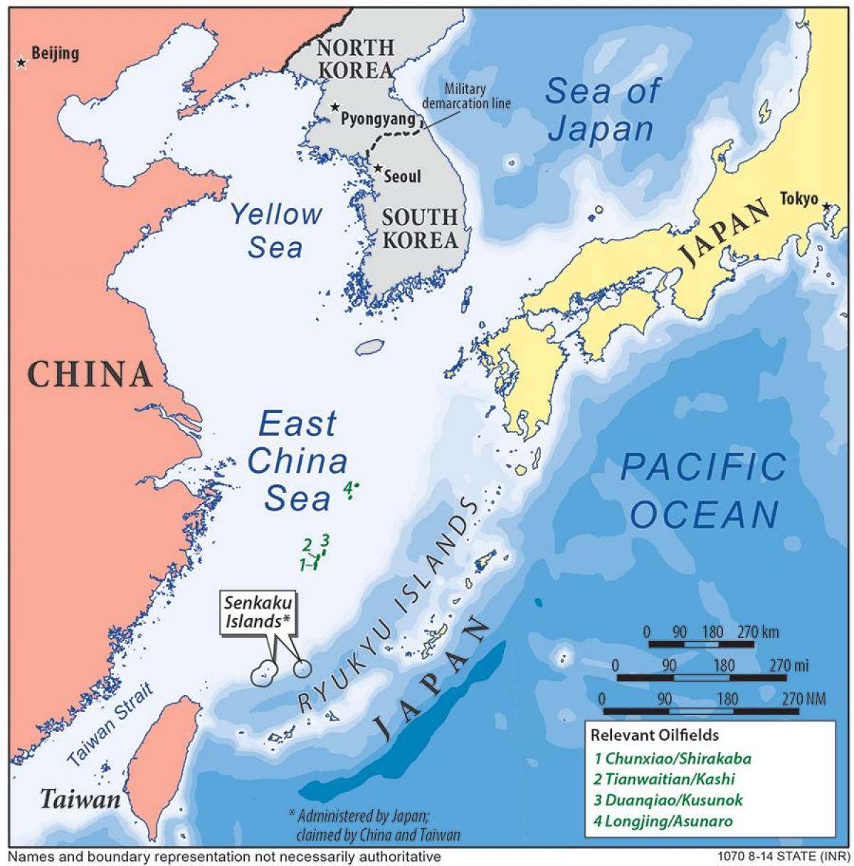 мапа Источно-кинеског мора