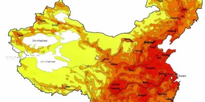 Карта густине становништва Кине