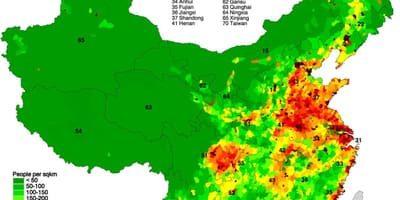 Карта дистрибуције становништва Кине