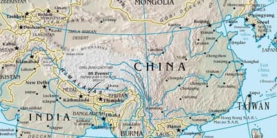 Карта Кине са планине