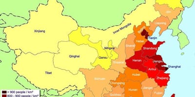 Карта становништво Кине