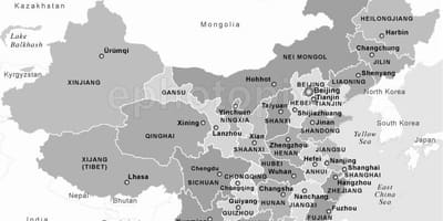 Карта Кине црна и бела